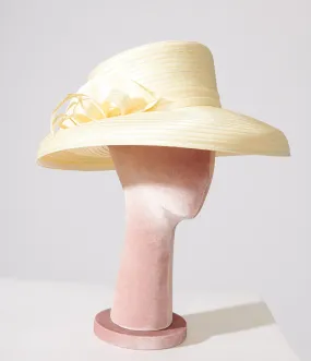 1950s Yellow Satin Ribbon Hat