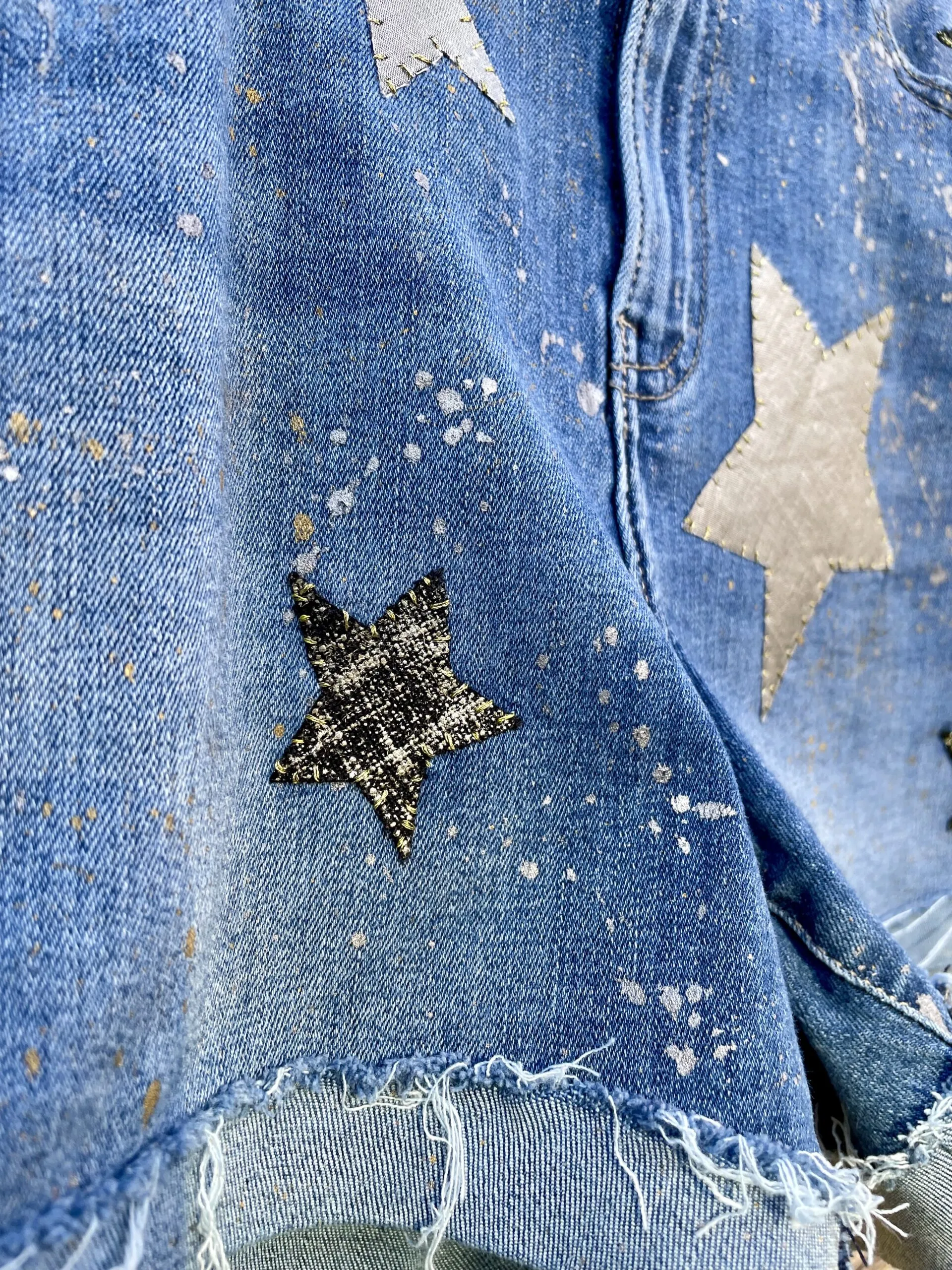 A Star is BORN Y2K Upcycled Denim Shorts