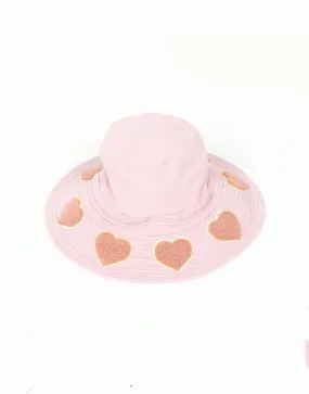 Adina- Bucket Hat w/ Chenille Heart Patches