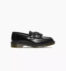 Adrian Yellow Stitch Leather Tassle Mens Loafers - Black