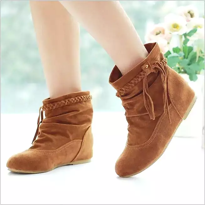 Ashore Shop Big Size 34-44 fashion Women Boots Faux Suede-Leather Inner Heels Ankle Boots