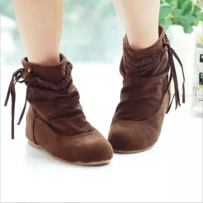 Ashore Shop Big Size 34-44 fashion Women Boots Faux Suede-Leather Inner Heels Ankle Boots