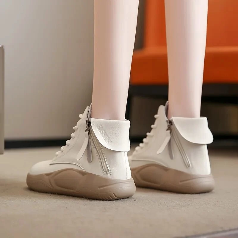 Ashore Shop Trend Thick Soled Nude Boots for Women In The Spring Autumn of 2023