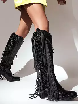 Ashore Western Shop 2023 Fringes Tassels Zipper Vintage Western Cowboy Boots