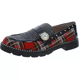 Betsey Johnson Womens Mariam Plaid Embellished Loafers