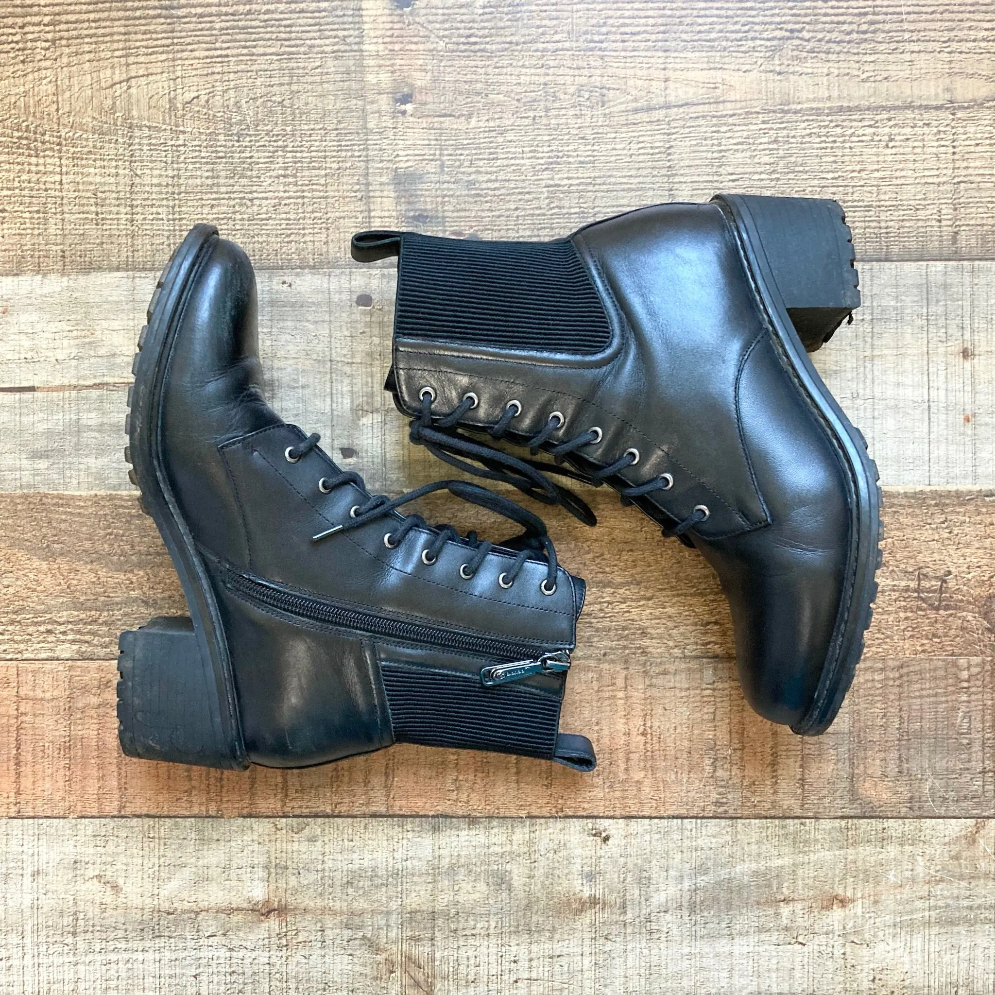 Blondo Waterproof Black Side Zipper Lace Up Combat Boots- Size 7.5 (Jill wore these in 'Mystery 101)