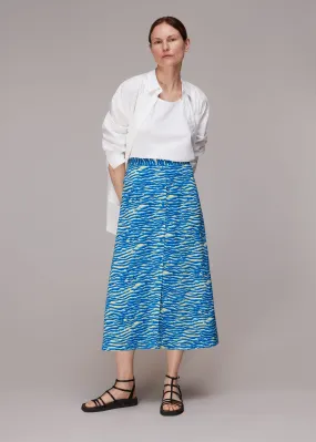 Blue Seafoam Button Front Skirt