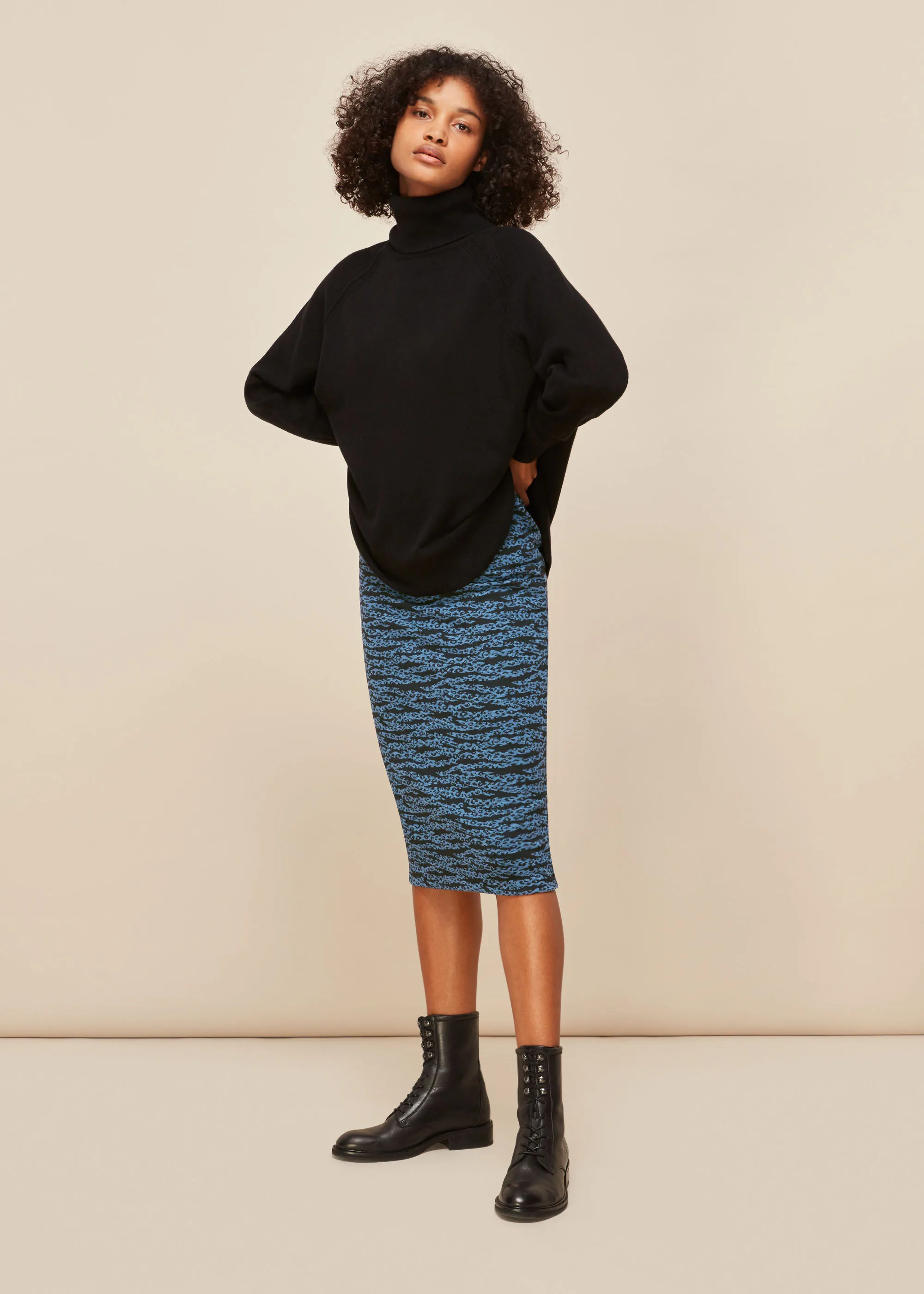 Blue Tiger Leopard Jersey Skirt