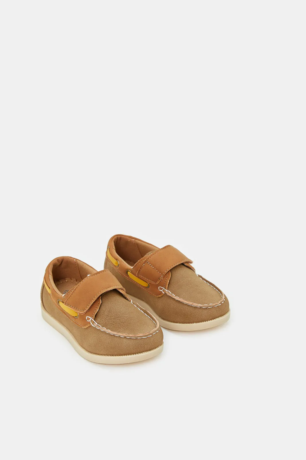 Boys Brown Material Block Loafers