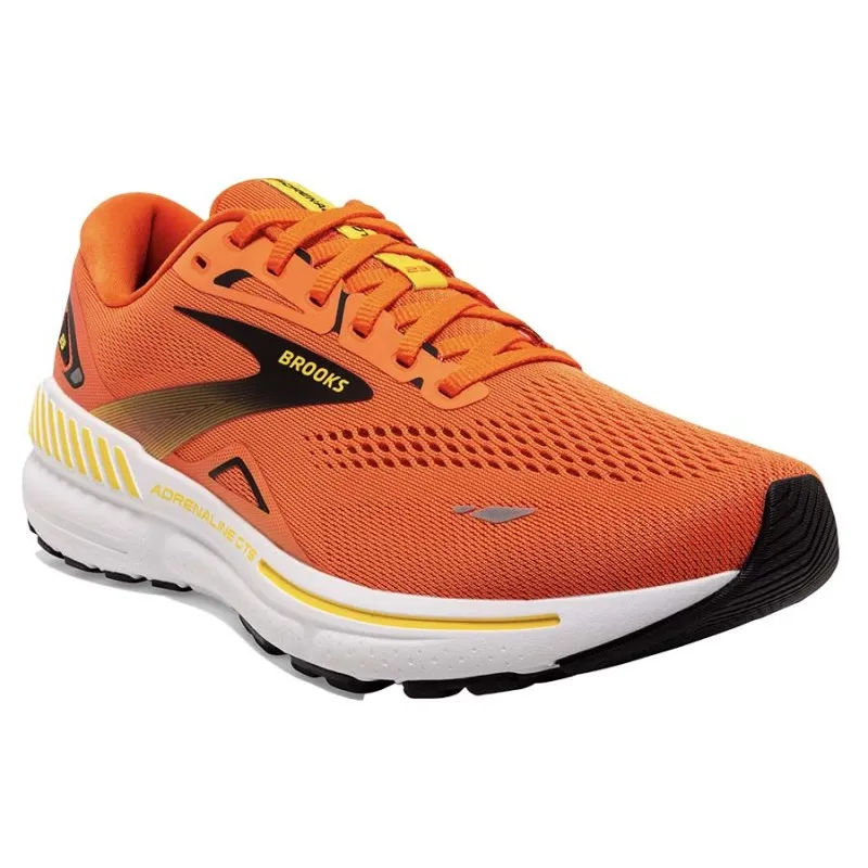 BROOKS ADRENALINE GTS 23 RED ORANGE/BLACK/YELLOW FOR MEN'S