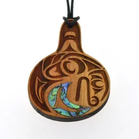 Cherry Wood Pendant with Abalone | Traveler (Orca) by Shain Jackson