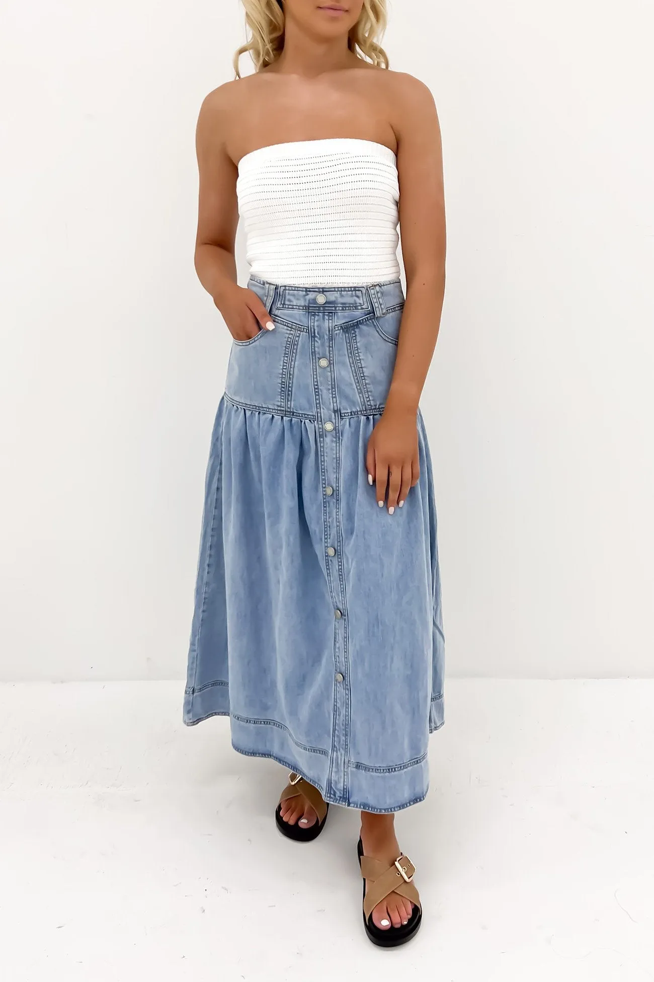 Corinne Midi Skirt Light Blue