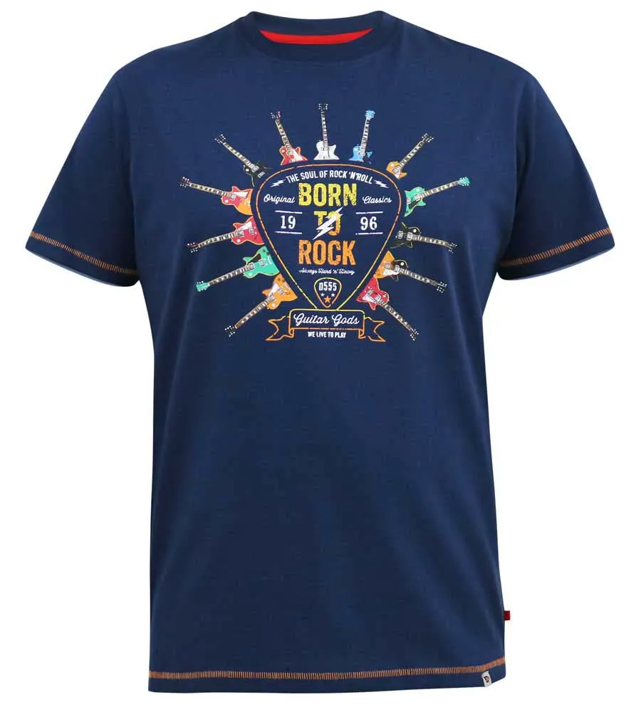 D555 Big Mens Born To Rock Printed T-Shirt (COLIN)