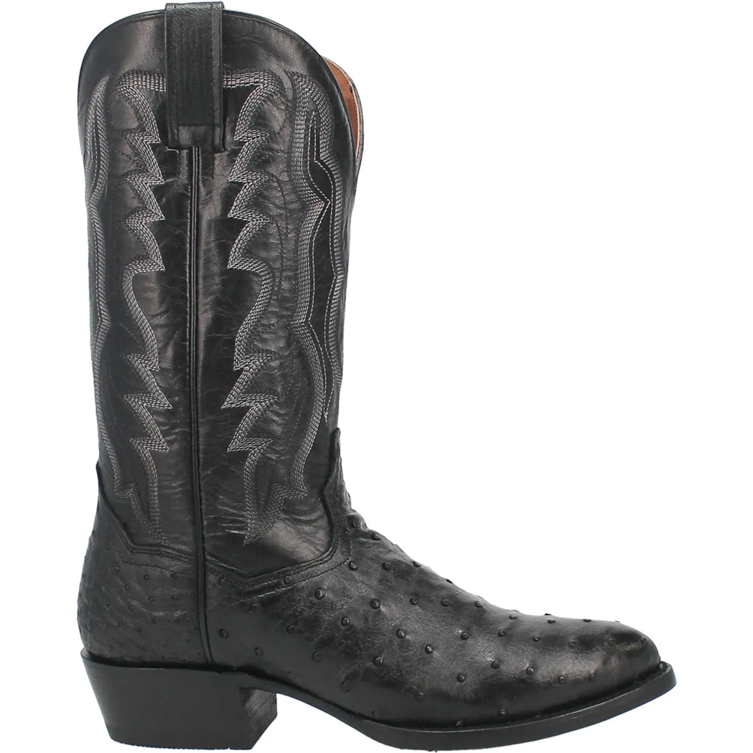 Dan Post Mens Tempe Black Full Quill Ostrich Cowboy Boots