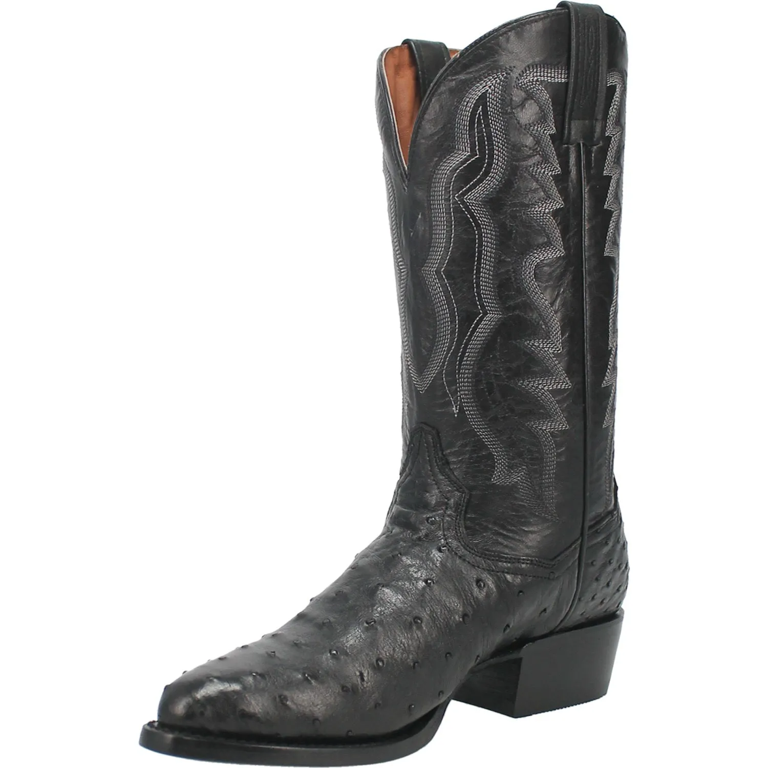 Dan Post Mens Tempe Black Full Quill Ostrich Cowboy Boots