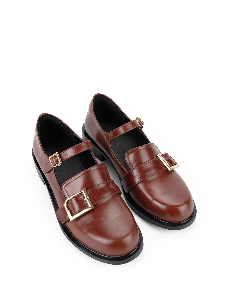 Double Buckle Straps Penny Mary Jane Loafers