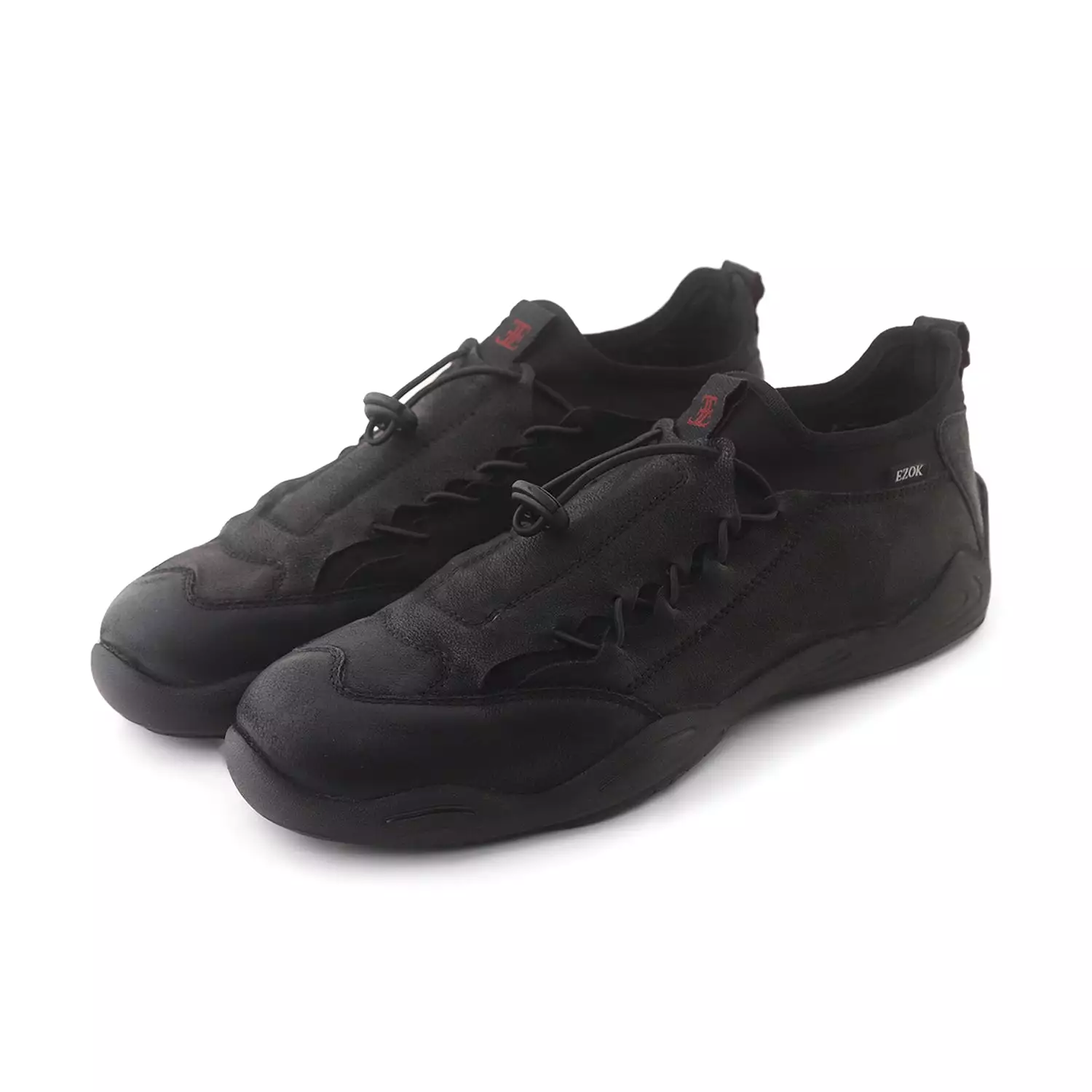 Ezok Black Casual Nubuck Leather Men Sneakers