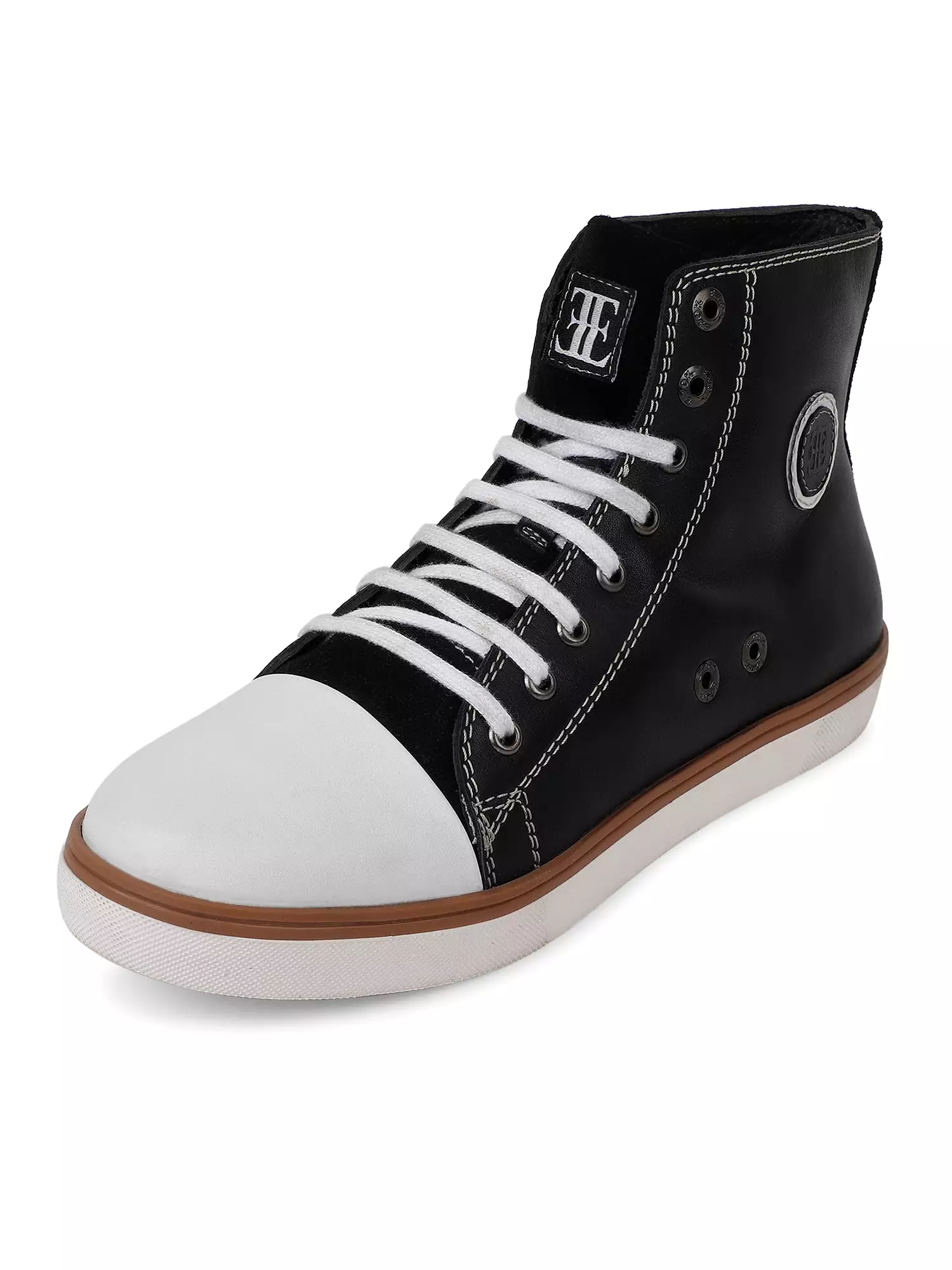 Ezok Black Lace-ups Leather Sneakers For Men