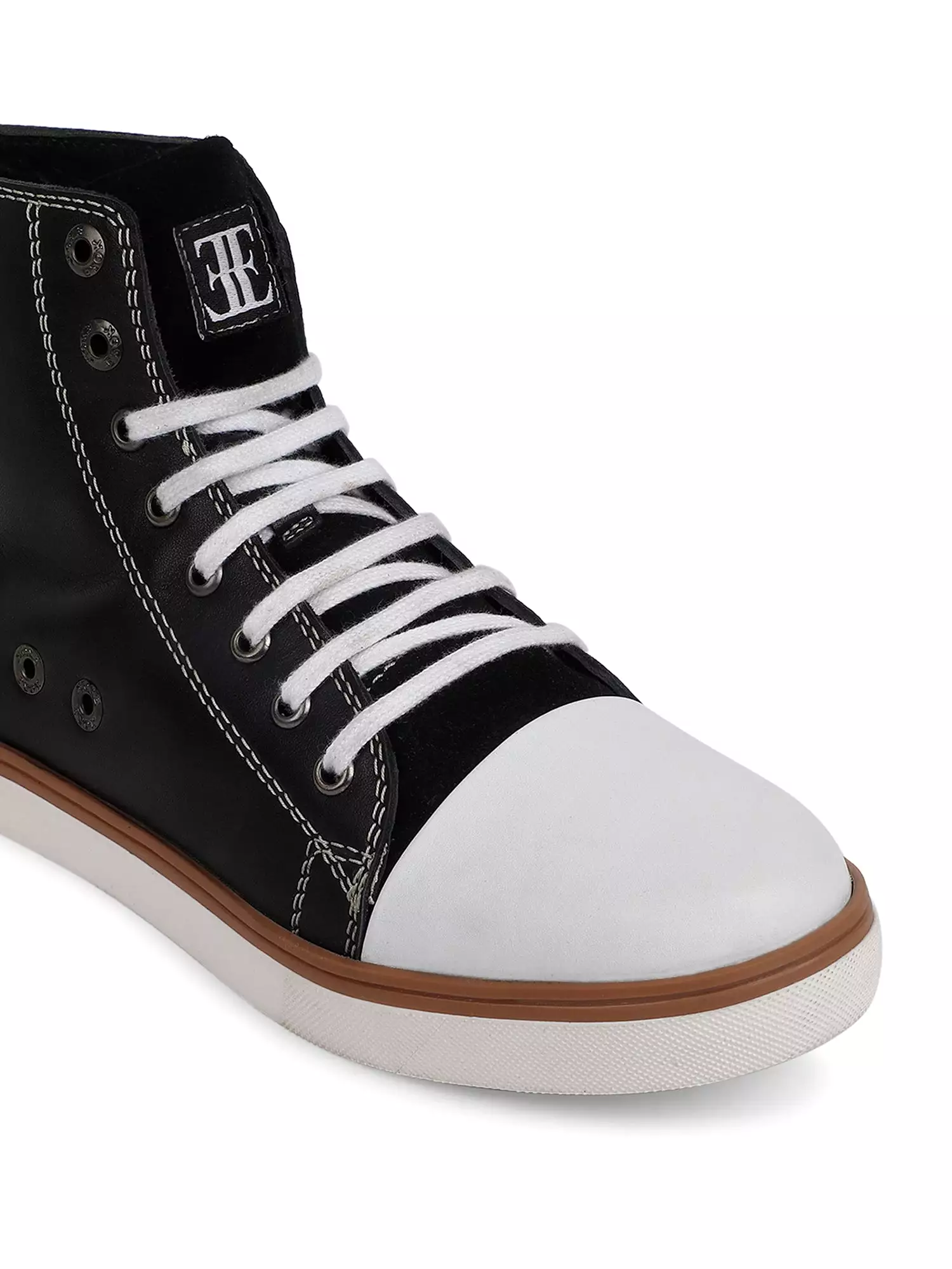 Ezok Black Lace-ups Leather Sneakers For Men