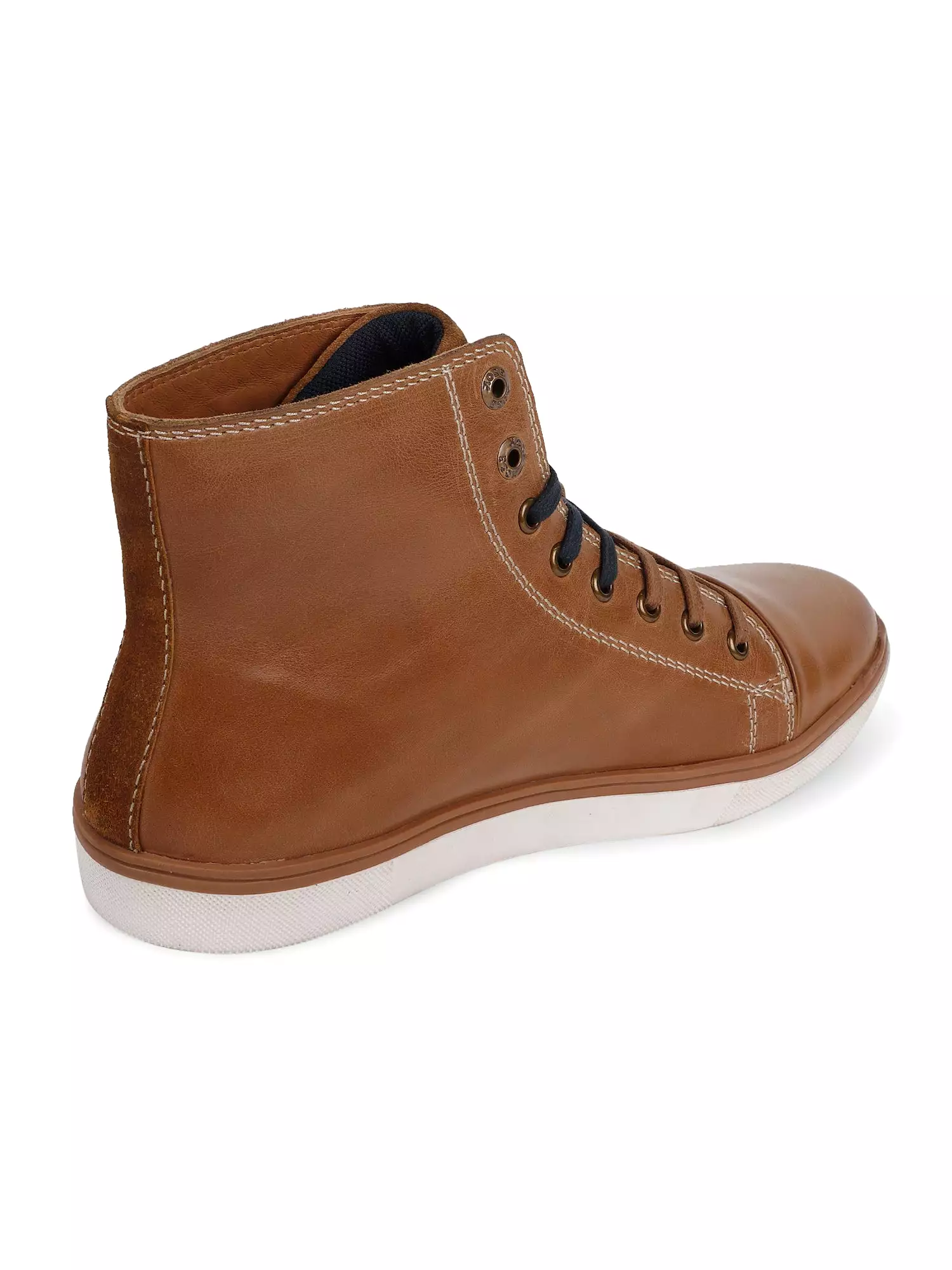 Ezok Brown Lace-ups Leather Sneakers For Men