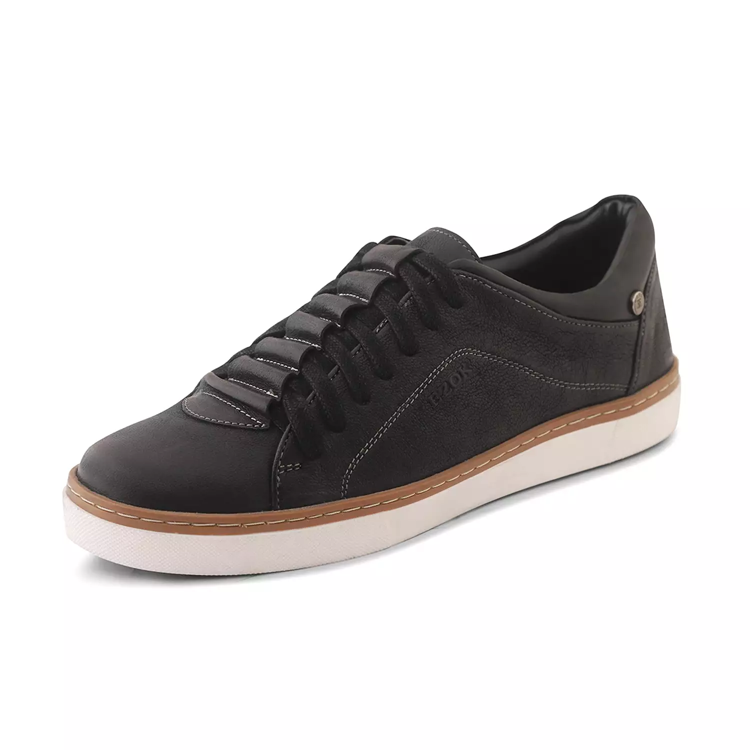 Ezok Men Black Casual Leather Sneakers