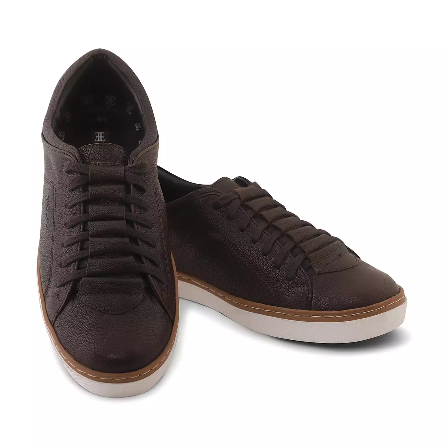 Ezok Men Brown Casual Leather Sneakers