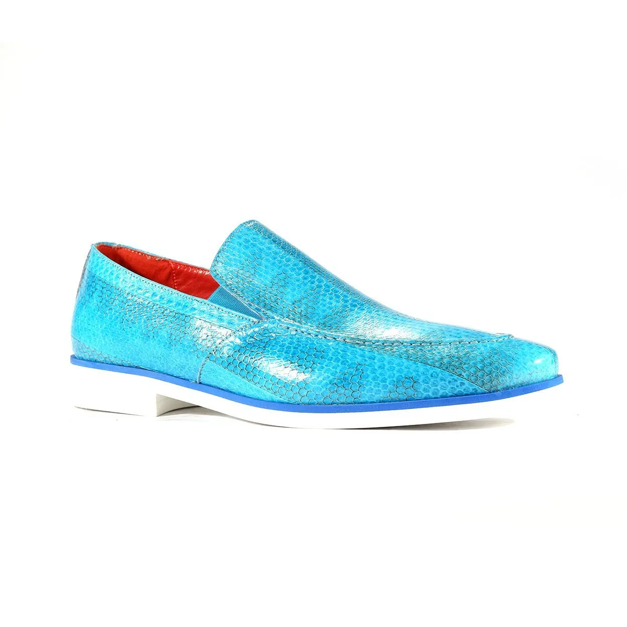 Fennix Daniel Men's Shoes Blue Turquoise Genuine Eel-Skin Slip-on Loafers (FXS2600)