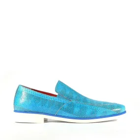 Fennix Daniel Men's Shoes Blue Turquoise Genuine Eel-Skin Slip-on Loafers (FXS2600)