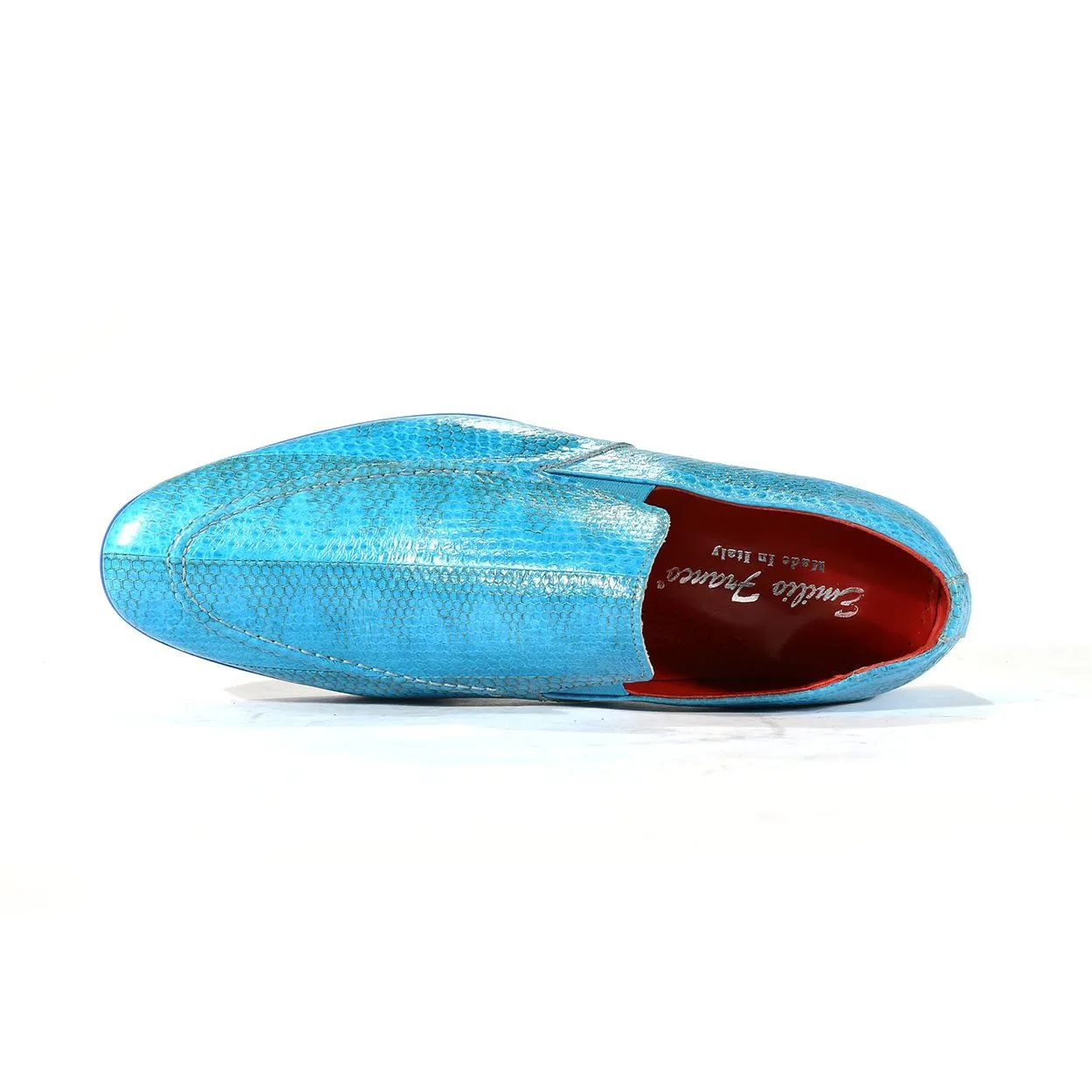 Fennix Daniel Men's Shoes Blue Turquoise Genuine Eel-Skin Slip-on Loafers (FXS2600)