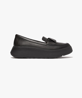 FitFlop F-mode Folded-Leather Flatform Loafers Black