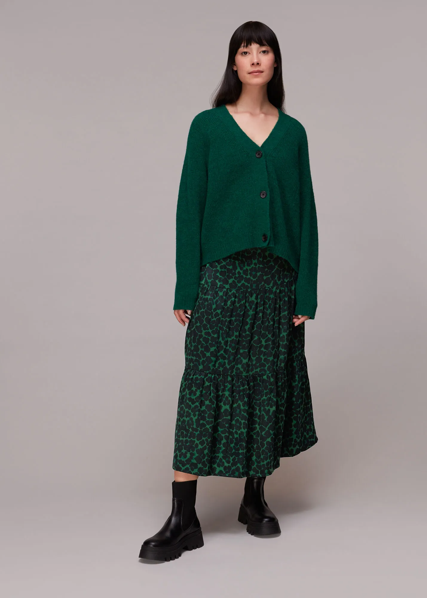 Green Smudge Animal Tiered Skirt