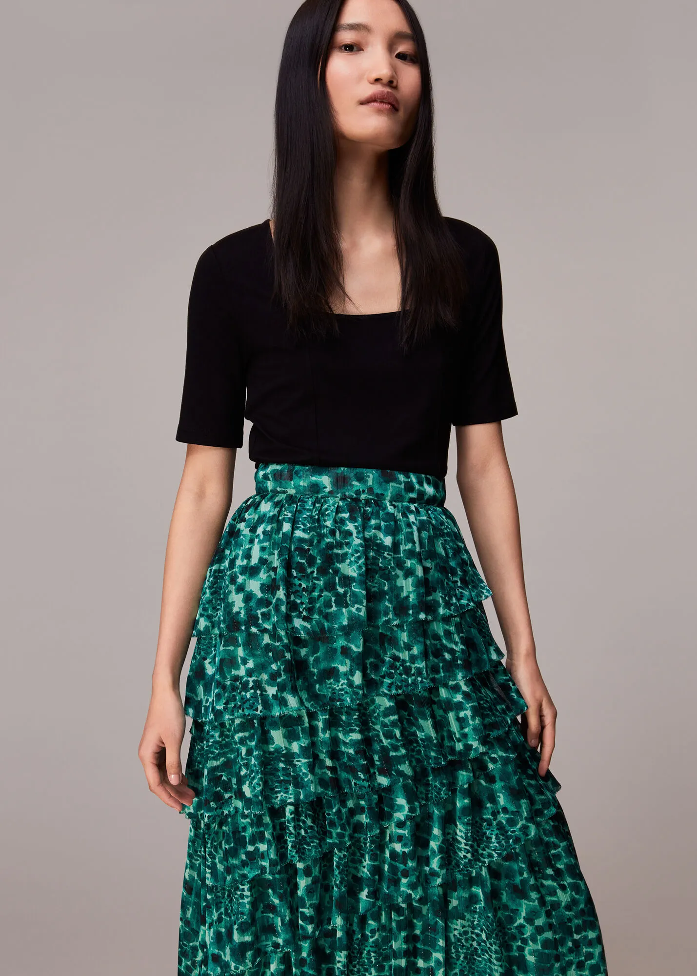 Green Watercolour Wildcat Skirt