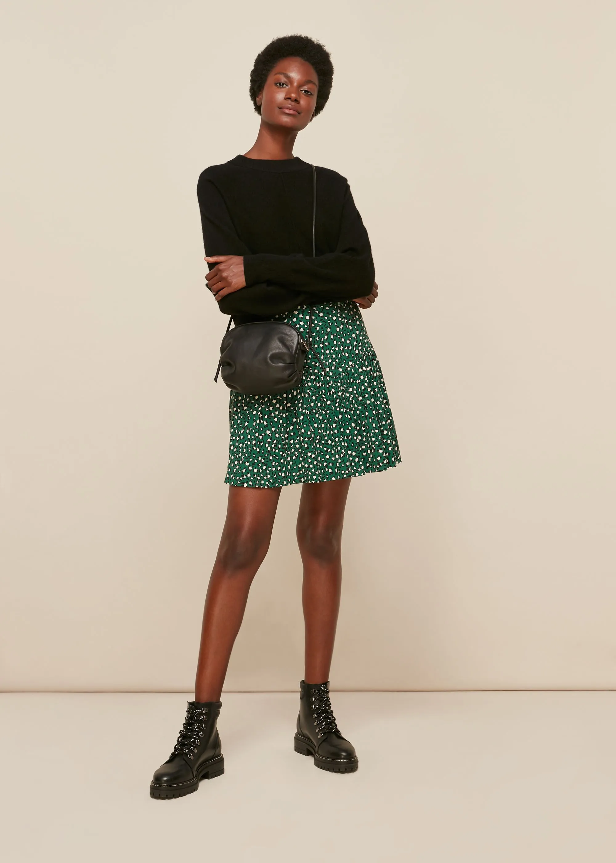 Green Wild Leopard Flippy Skirt