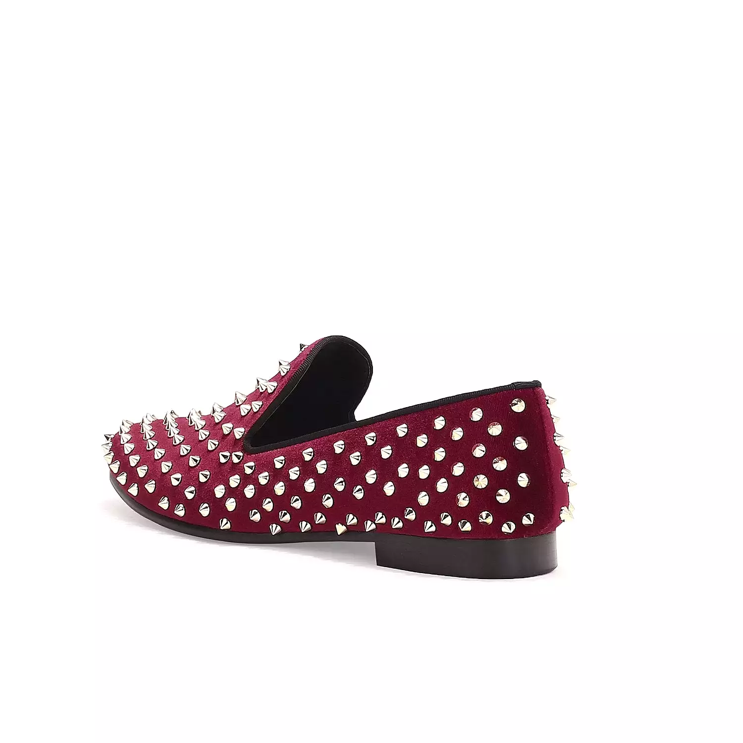 Harpelunde Slip On Spikes Men Red Velvet Slippers Handmade Loafers