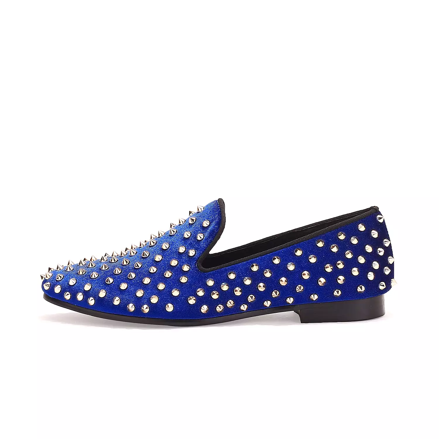 Harpelunde Slip On Studs Men Shoes Blue Dress Spikes Velvet Loafers