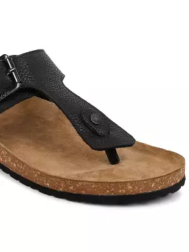 Leather sandal for men (black)