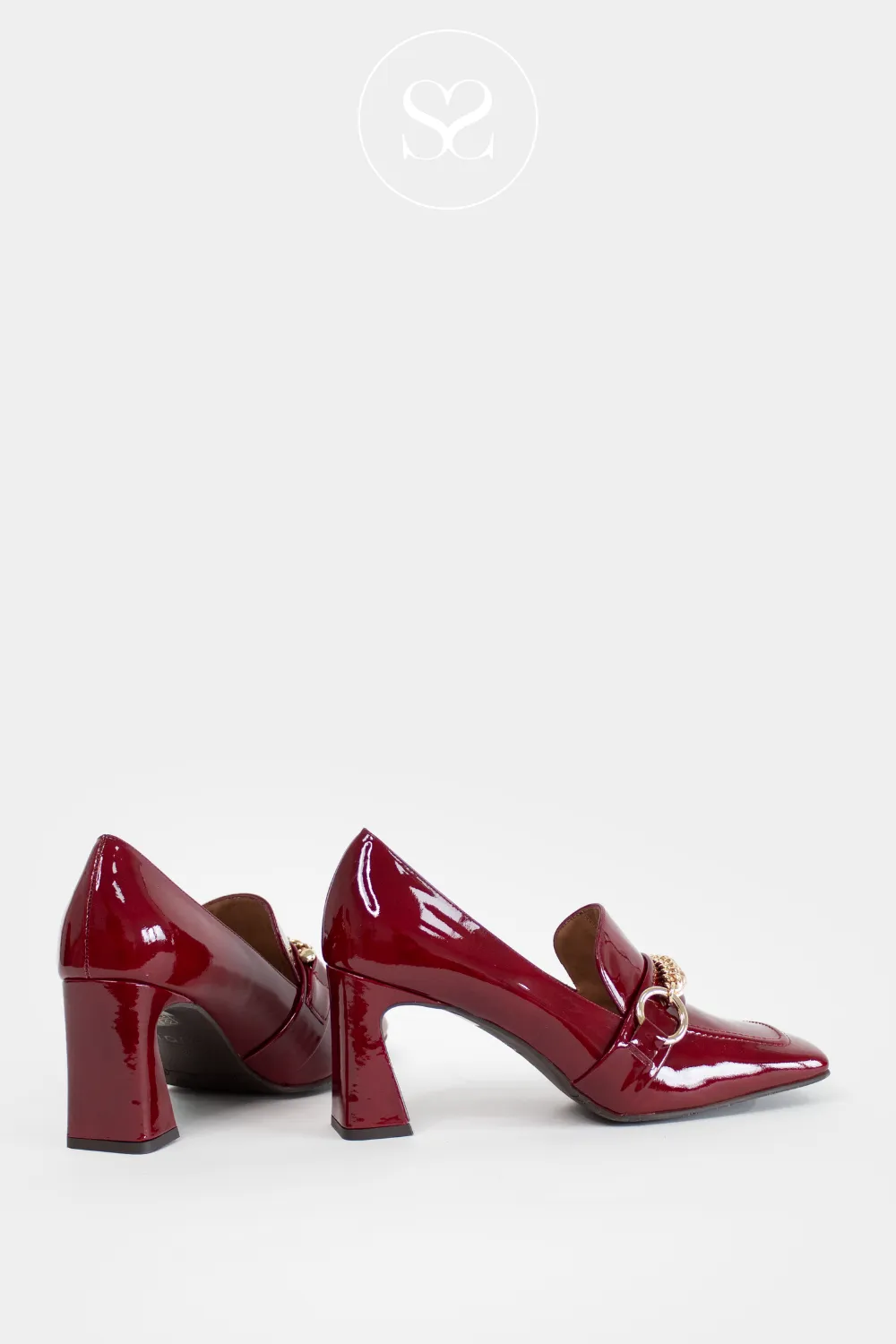 LODI ELUDIS WINE PATENT LEATHER BLOCK HEELED LOAFERS