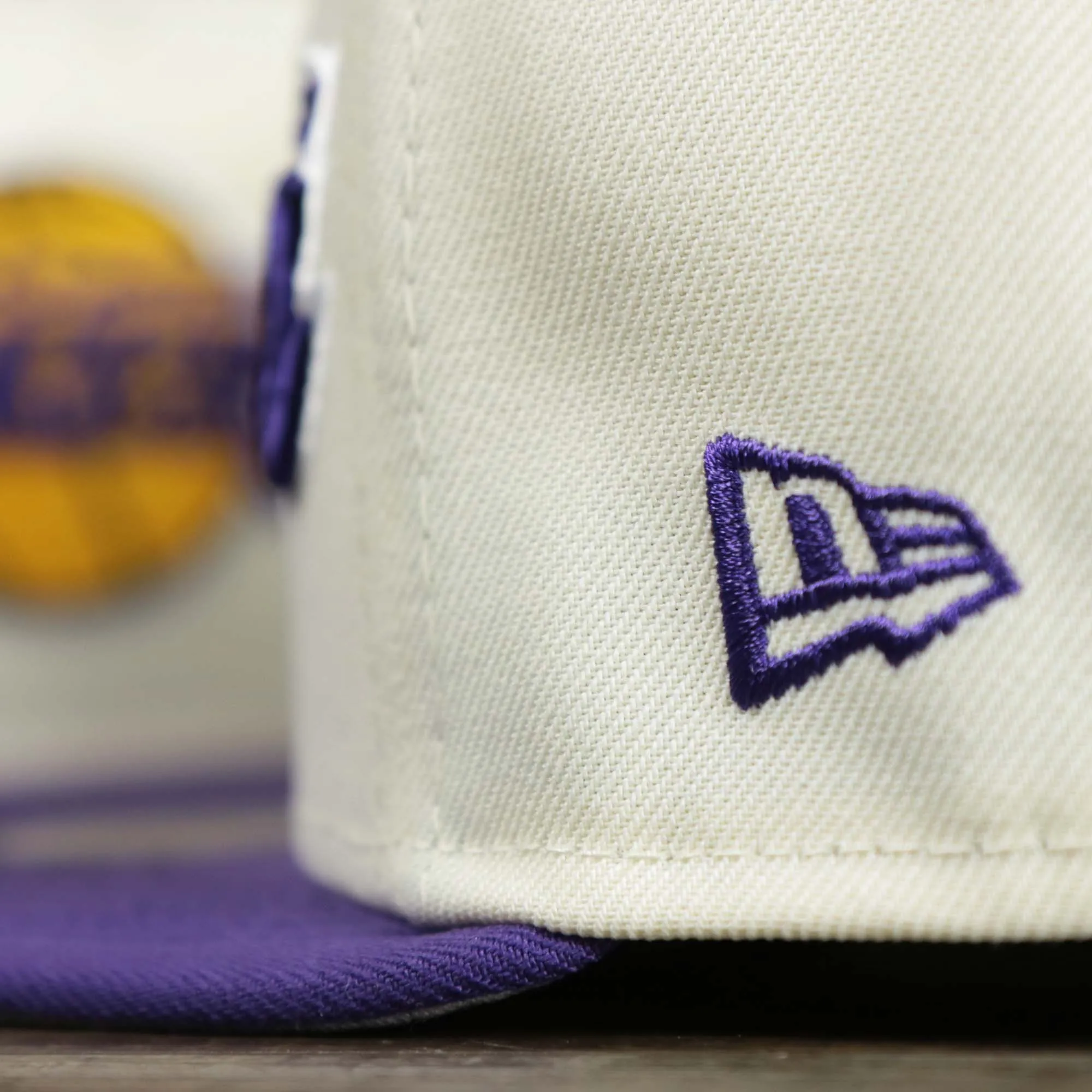 Los Angeles Lakers NBA 2022 Draft Gray Bottom 9Fifty Snapback | New Era Cream/Purple