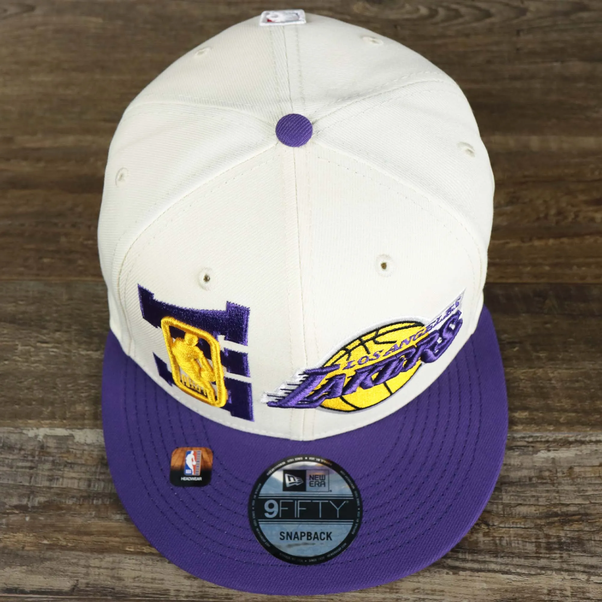 Los Angeles Lakers NBA 2022 Draft Gray Bottom 9Fifty Snapback | New Era Cream/Purple