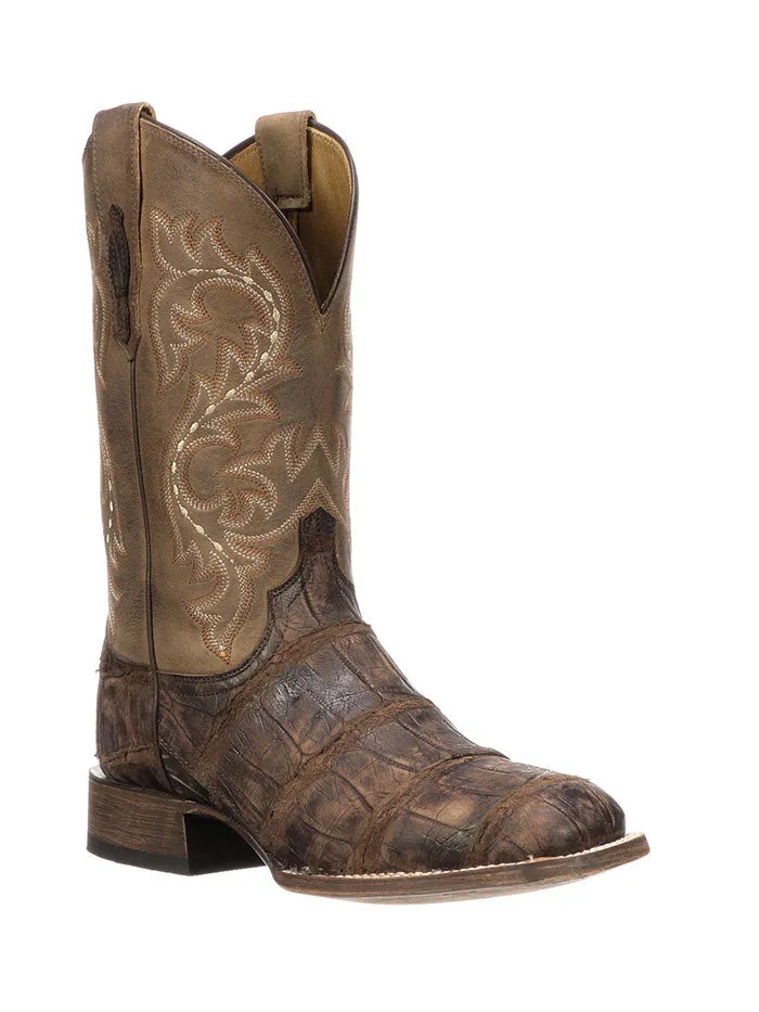 Lucchese M4343 Mens Malcolm Giant Gator Square Toe Boots Chocolate