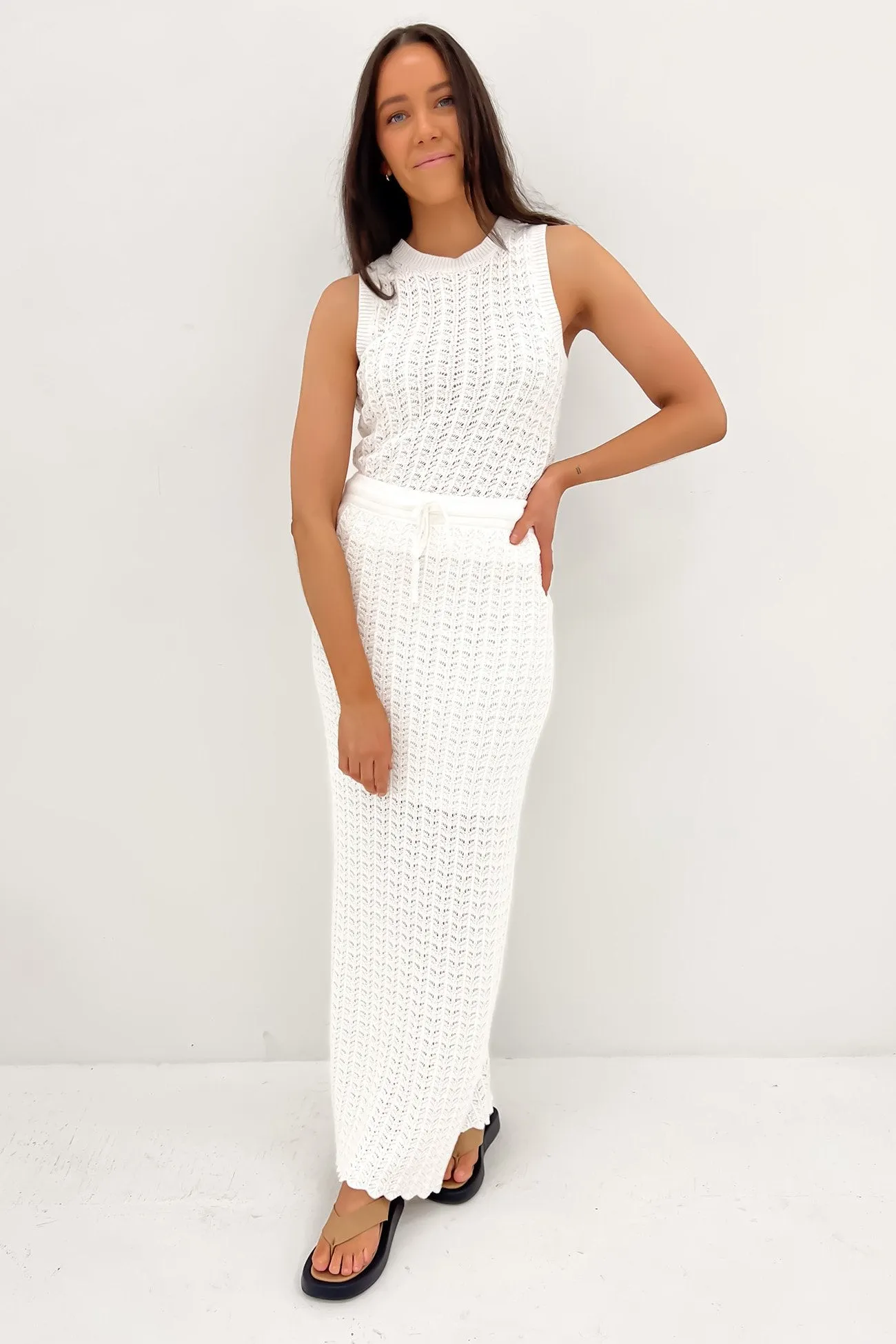 Mabel Crochet Maxi Skirt White