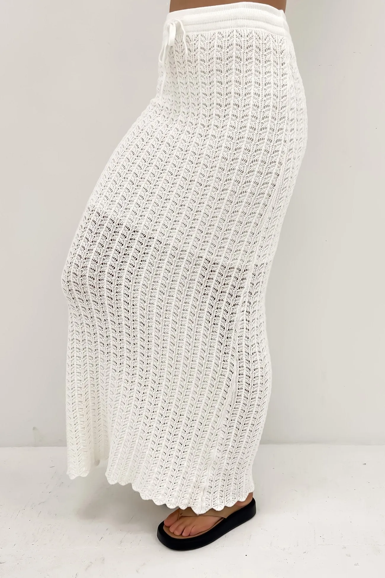 Mabel Crochet Maxi Skirt White