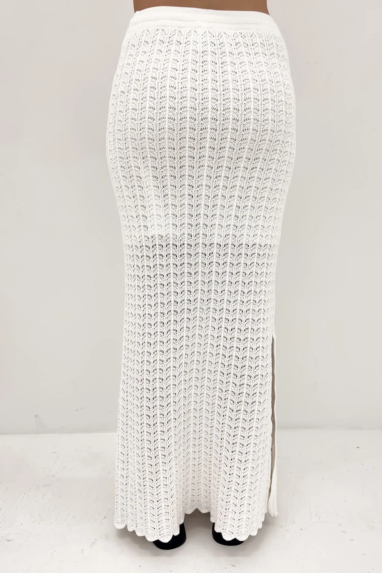 Mabel Crochet Maxi Skirt White