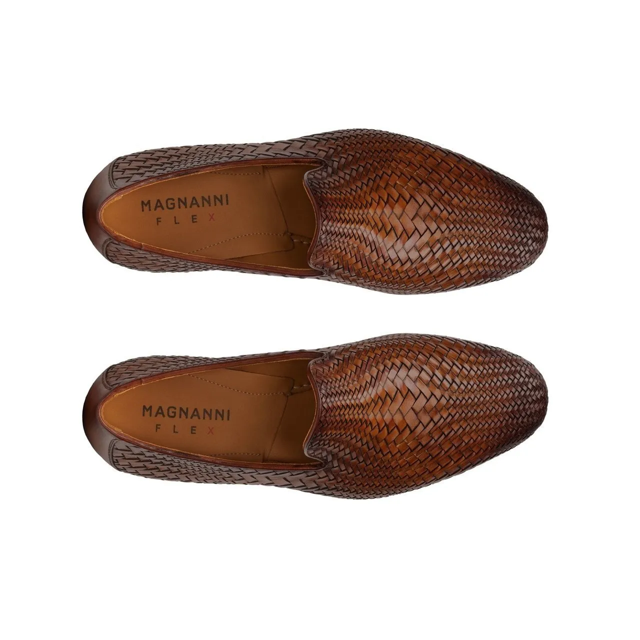 Magnanni 22702 Herrera Men's Shoes Brown Woven Leather Slip-On Loafers (MAGS1009)