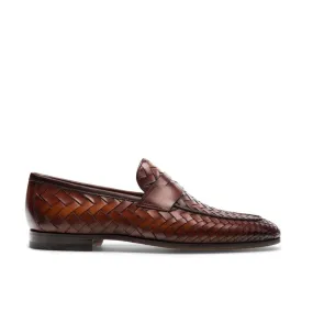 Magnanni 24461 Herman Men's Shoes Boltiarcade Cognac Woven Leather Penny Loafers (MAGS1080)