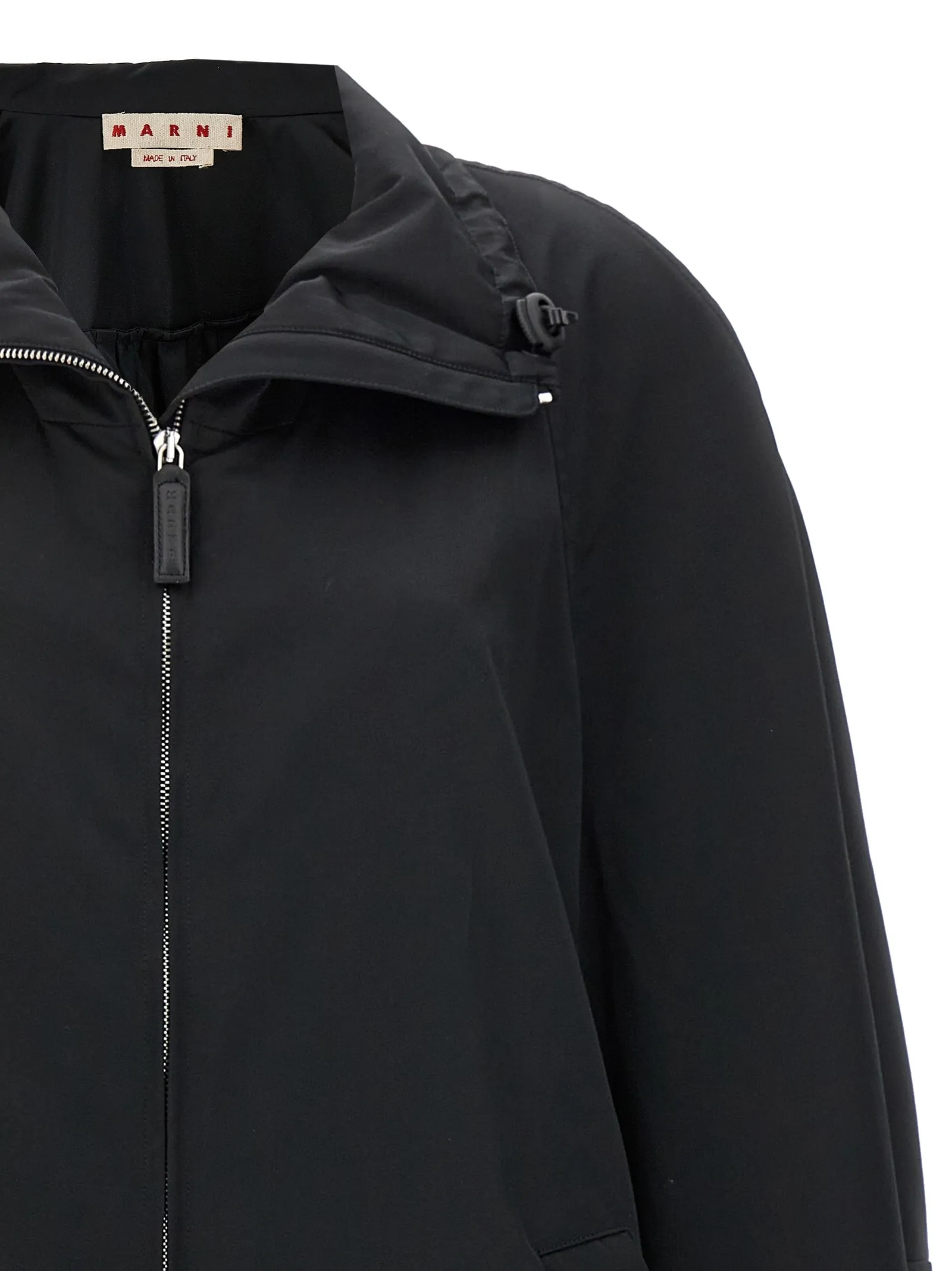 MARNI  |Black gathered taffeta parka