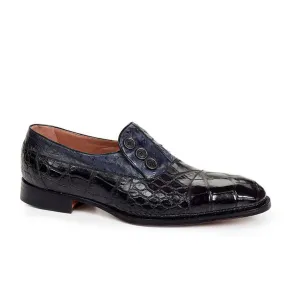 Mauri 1036 Men's Handmade Insignia Alligator / Ostrich Hand-Painted Gray Loafers (MA3001)