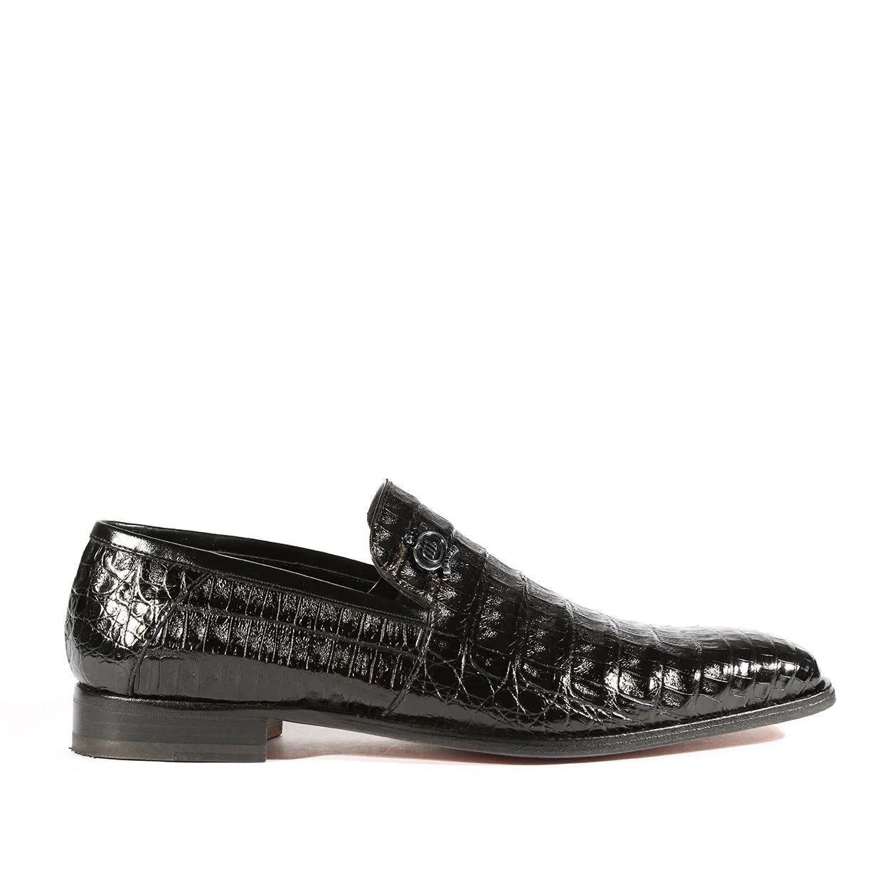 Mauri 4912 Monarch Men's Shoes Black Exotic Crocodile Slip-On Loafers (MA5319)