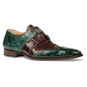 Mauri 53130 Men's Shoes Body Alligator Baby Croc Forest Green / Sport Rust Loafers (MA4002)