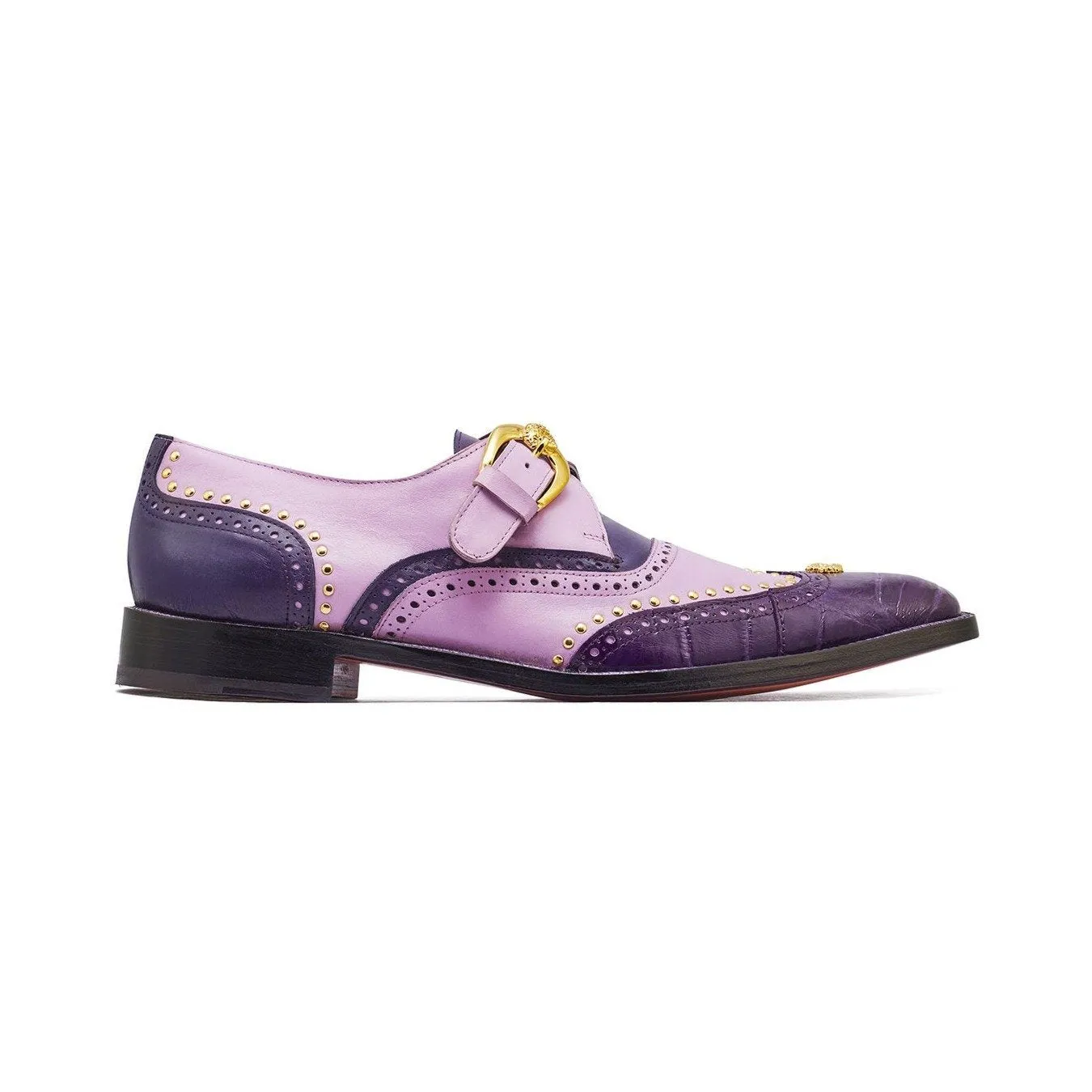 Mauri Godfather Men's Designer Shoes Purple & Amethyst Alligator / Calf-Skin Leather Dress Monk-Straps Loafers 3051 (MA5310)